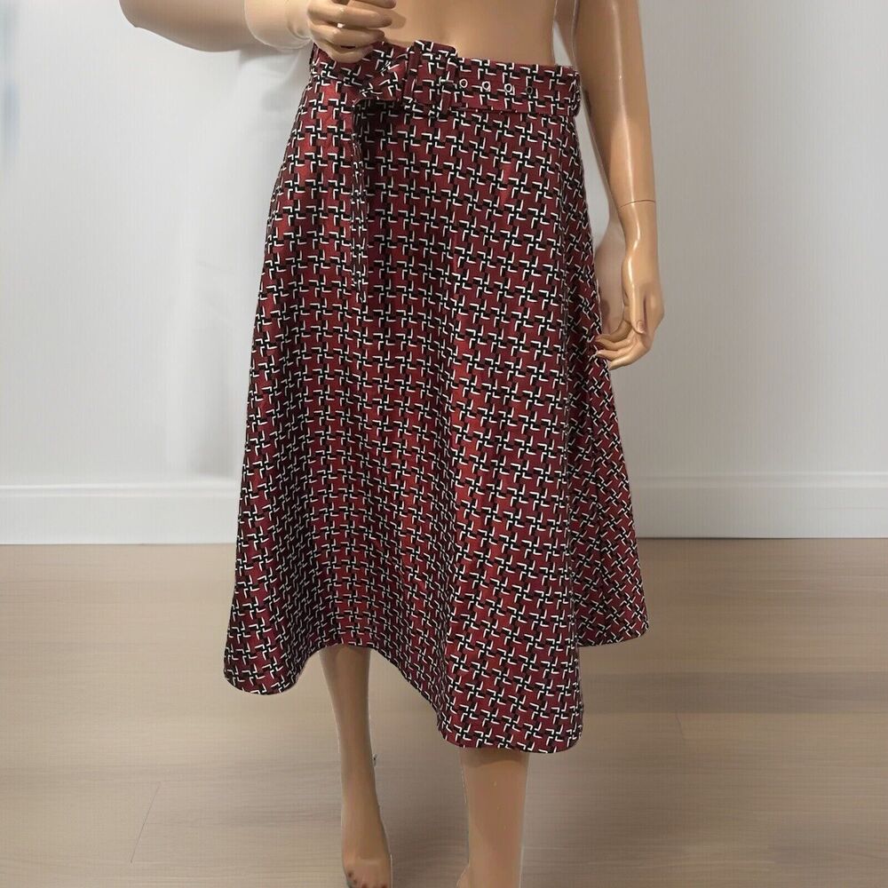 champagne strawberry Red Skirt fit small midi Circle basket Weave Pattern